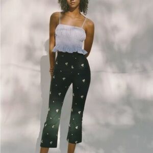 UO Daisy Embroidered Kick Flare Pants NWOT